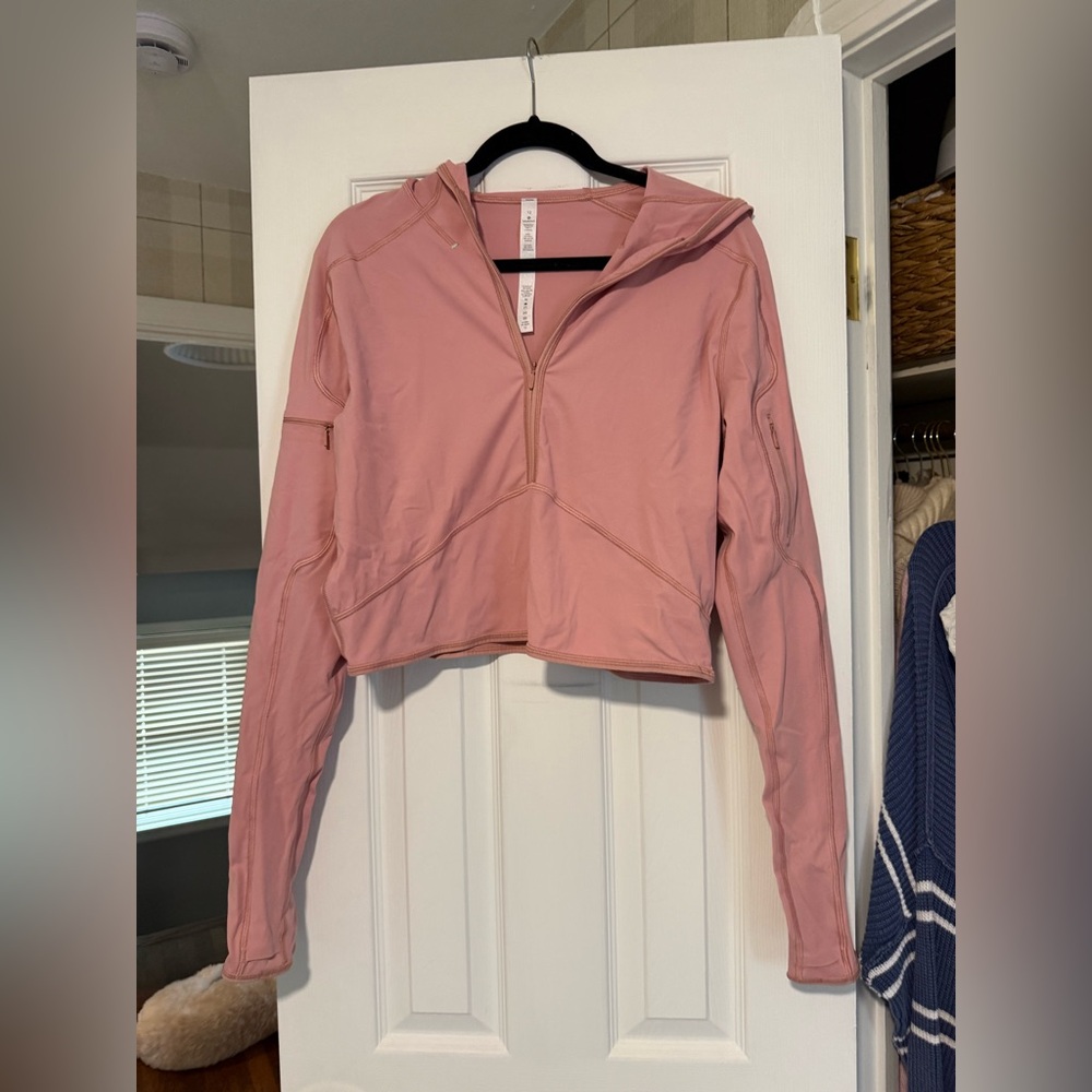 Lululemon Pink Cropped Long Sleeve Hoodie